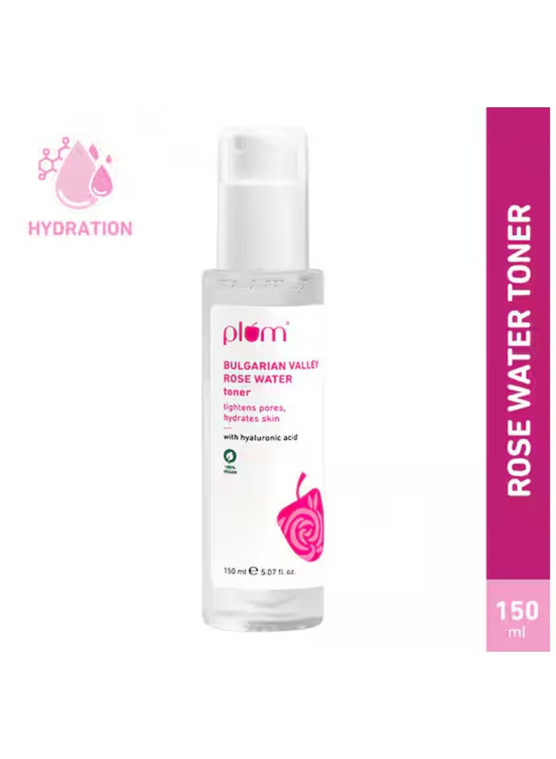 Plum Bulgarian Valley Rose Water Toner with Hyaluronic Acid & Rose Extracts|100% Natural Rose Fragrance|Soothing and Pore Tightening|Balances Ph Levels | for All Skin Types (150 Ml)