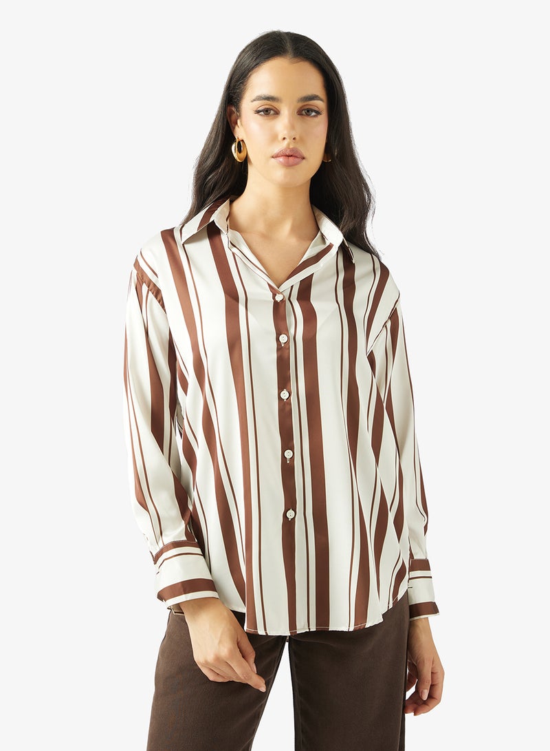 Ginger Stripe Satin Shirt - Image 1