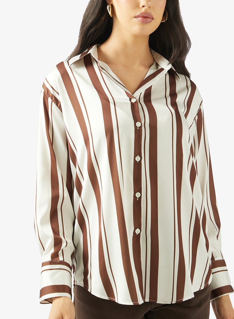 Ginger Stripe Satin Shirt - Image 3