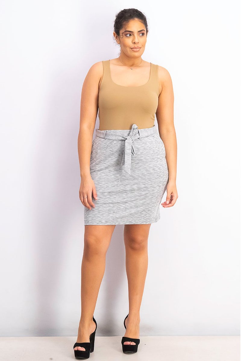 EDC Women Belted Mini Skirt, Space,Dye Grey - Image 3