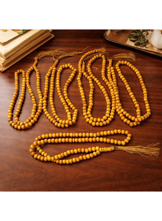 Set of lightweight wooden prayer beads, consisting of 12 pieces. Each tasbih has 99 beads, featuring a simple and elegant design with a durable cord and smooth bead movement, suitable for daily use, distributions, and gifts. - Image 1