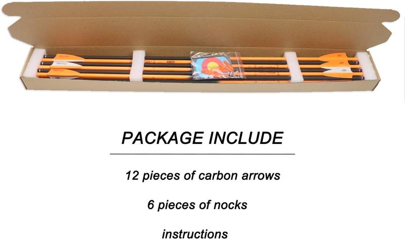 Pointdo 30inch Carbon Arrow Fluorescence Color Targeting and Practice and Hunting Arrows for Compound Bow and Recurve Bow with Removable Tips(Pack of 12) - Image 5