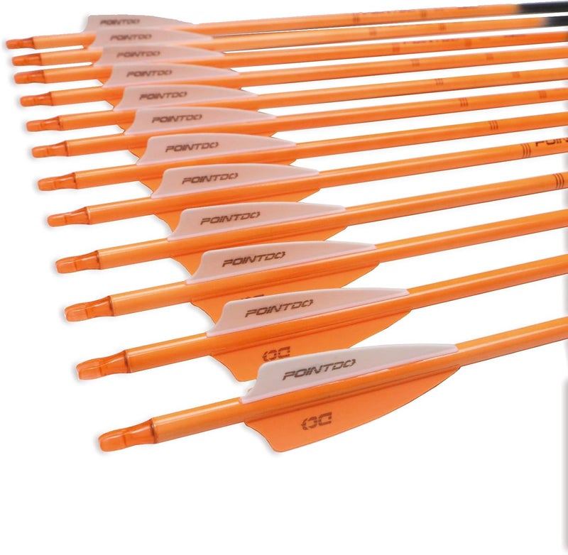 Pointdo 30inch Carbon Arrow Fluorescence Color Targeting and Practice and Hunting Arrows for Compound Bow and Recurve Bow with Removable Tips(Pack of 12) - Image 3