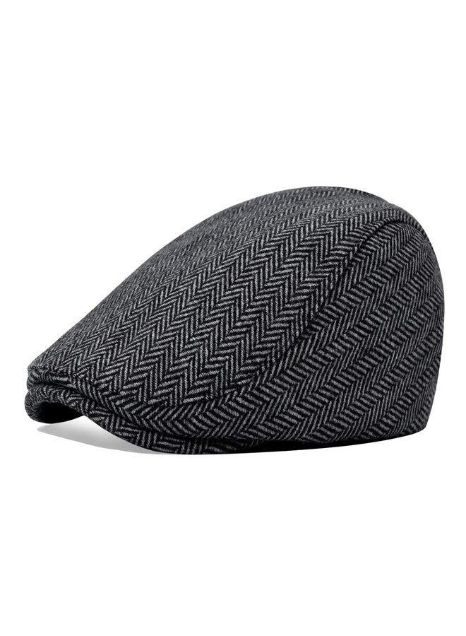 STARANCE 2 Pack Newsboy Hats for Men Wool Blend Ivy Driving Flat Cap (Herringbone Coffee/Herringbone Grey) - Image 5