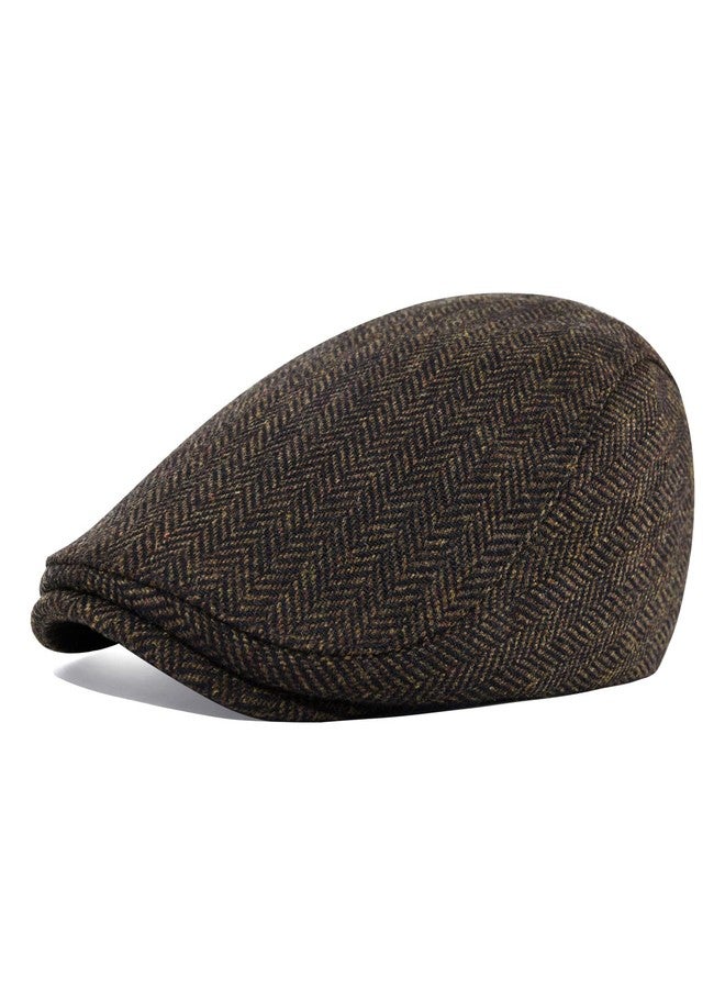 STARANCE 2 Pack Newsboy Hats for Men Wool Blend Ivy Driving Flat Cap (Herringbone Coffee/Herringbone Grey) - Image 2