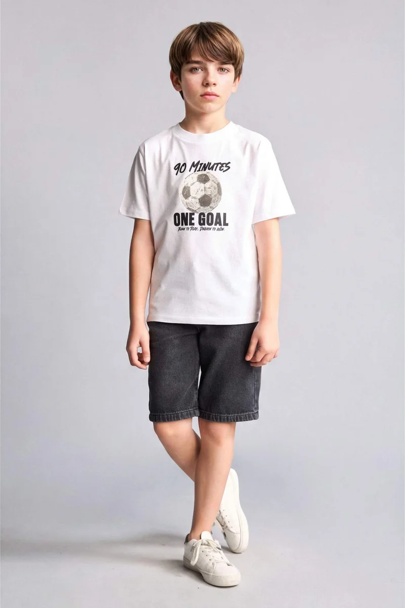 ديفاكتو New Regular Fit Printed Short Sleeve T-Shirt