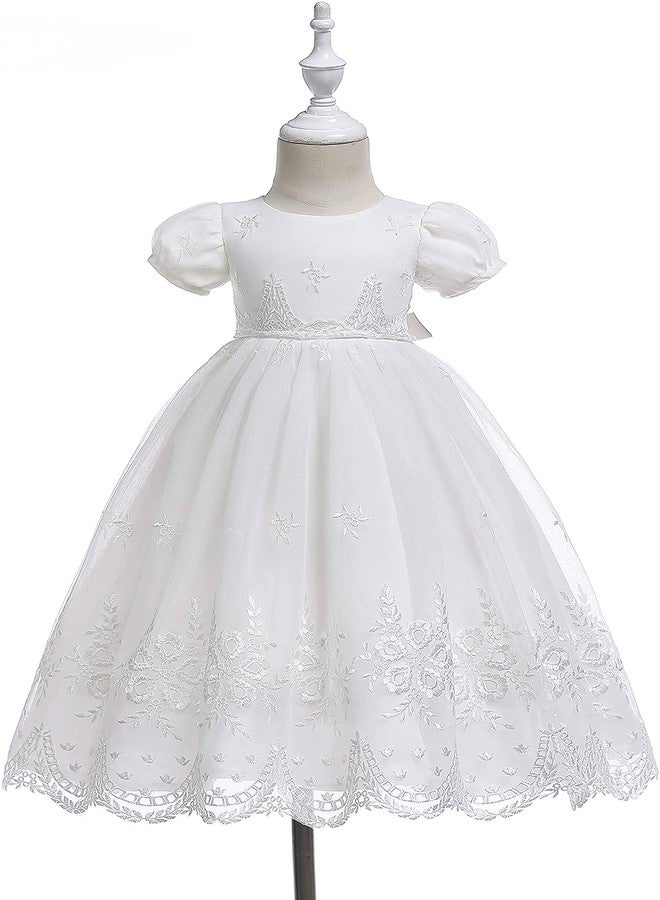 Glamulice Baby Girls Newborn Satin Christening Baptism Floral Embroidered Lace Dresses Infant Girl Baptism Outfits Off White Easter Dress Hat Handmade Shoes 6M/ 6-12 - Image 4