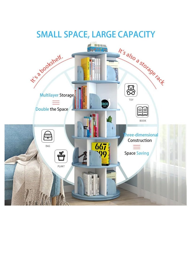 Generic - Rotating Bookshelf Floor Standing Open Shelf Bookcase Multipurpose Household Storage Rack 360° Rotation for Home Bedroom Living Room Office Corner Books Holder Space Saving (White) - Image 1