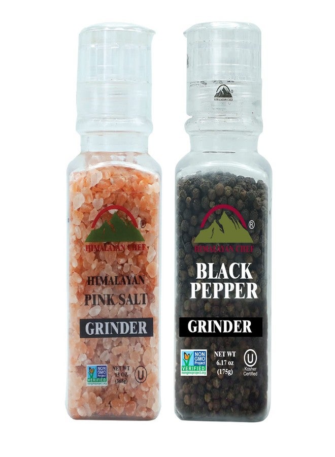 Himalayan Chef Pink Salt and Black Pepper Square Plastic Grinder Set, Adjustable and Refillable Plastic Grinder, Idle for Cooking, Seasoning and baking - Image 1