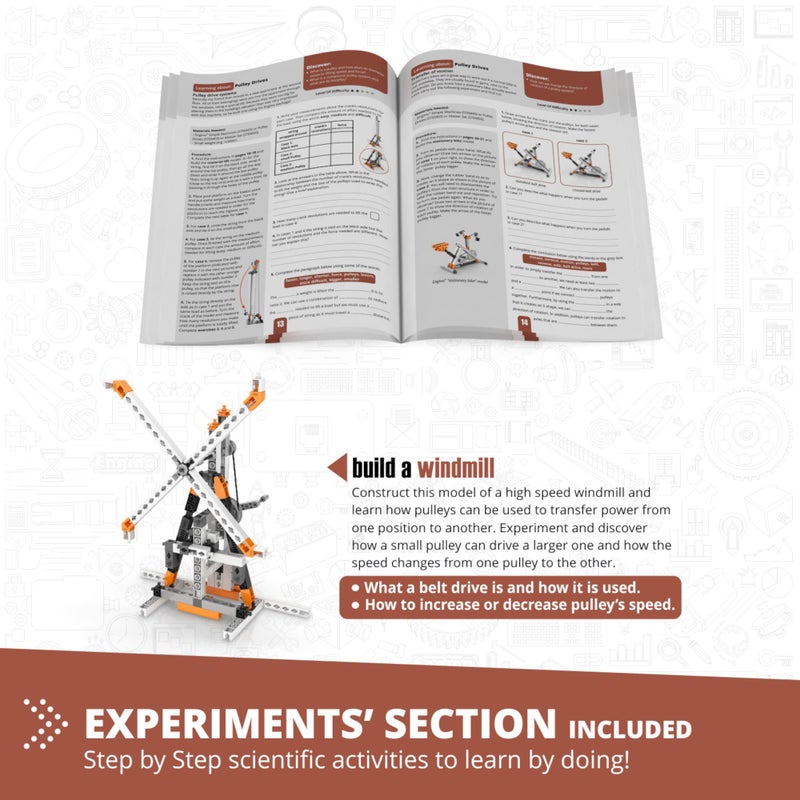 Engino STEM Toys, Pulley Drives Building Toys for Kids 9+, Educational Set, Creative Gift for Boys & Girls, STEM Engineering Kit, Play & Learn (8 Building Model Options) - Image 5