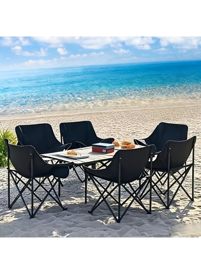 Vparty A set of outdoor folding table and chairs, a table for outdoor camping and barbecue, moon chairs, portable table and chair set, 1 table plus 4 chairs. - Image 5