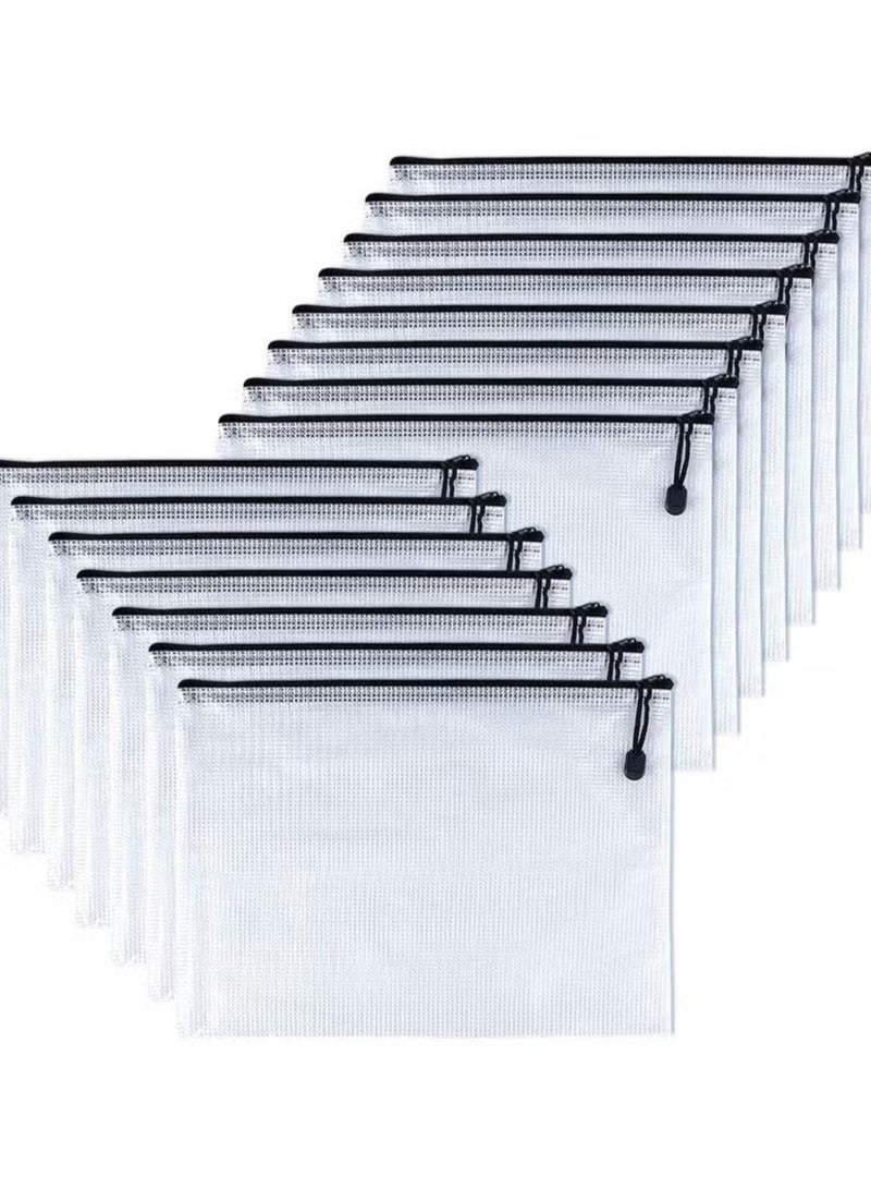 12 Pcs A5 Zipper File Wallets Plastic Folder Bags Small Zip Storage Bag Black Folders Document A5 Pockets - Image 1