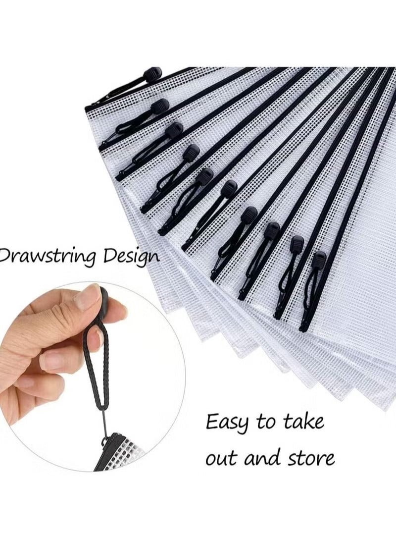 12 Pcs A5 Zipper File Wallets Plastic Folder Bags Small Zip Storage Bag Black Folders Document A5 Pockets - Image 2