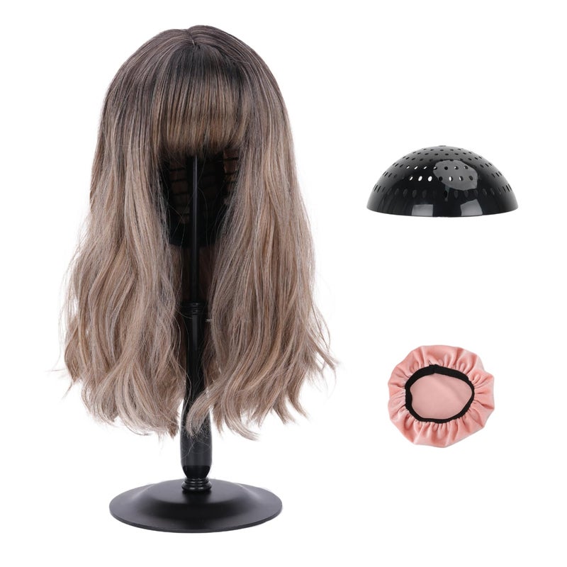 lightmay Wig Stand â€“ Adjustable Wig Stand with Metal Base (12"â€“19"), Non-Slip Velvet Cover, Breathable Top, Easy Assembly, Stable Holder for Wigs, Hats & Masks - Image 1