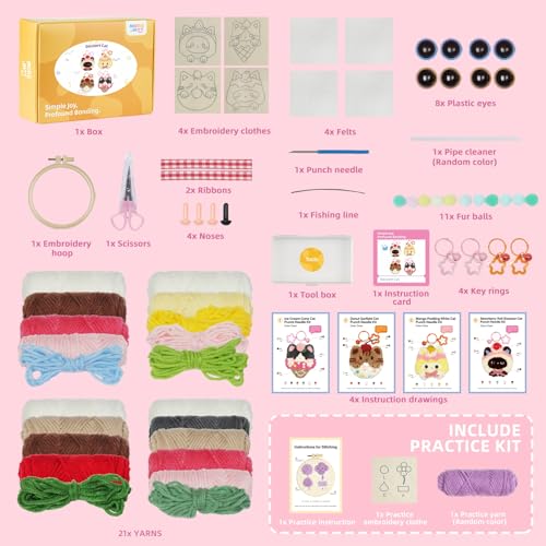 MOREJMTT Punch Needle kit for Beginners,Embroidery kit for Beginners,Punch Needle Kits Adults Beginner,Including Printed Patterns, Needles, Easy to Follow Instructions, and Videos-Cat Family - Image 3