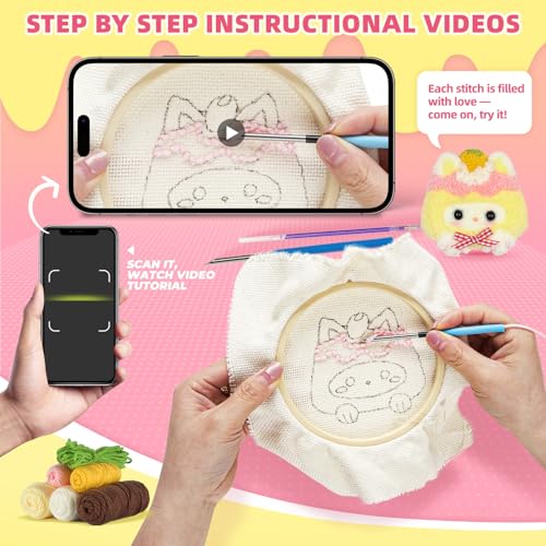 MOREJMTT Punch Needle kit for Beginners,Embroidery kit for Beginners,Punch Needle Kits Adults Beginner,Including Printed Patterns, Needles, Easy to Follow Instructions, and Videos-Cat Family - Image 4