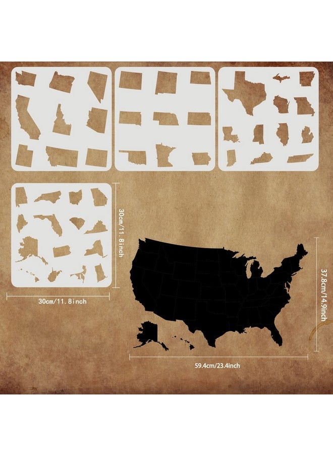 FINGERINSPIRE 4 Pcs Usa 45 States Stencil 11.8X11.8 Inch United States Map Stencil Template Sets Plastic United States Map Outline Stencils Reusable Diy Home Decor Stencil For Crafts Decorations  - Image 3