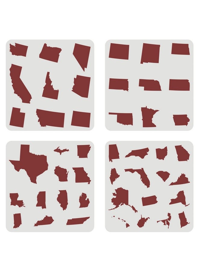 FINGERINSPIRE 4 Pcs Usa 45 States Stencil 11.8X11.8 Inch United States Map Stencil Template Sets Plastic United States Map Outline Stencils Reusable Diy Home Decor Stencil For Crafts Decorations  - Image 1
