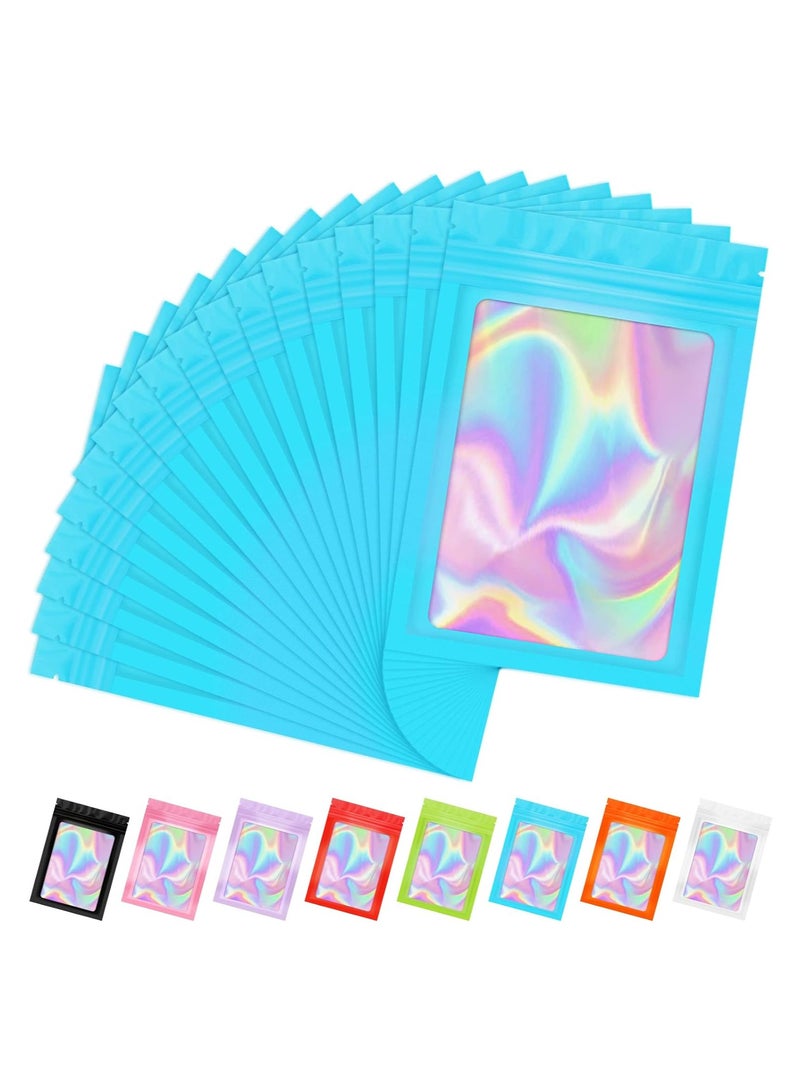SYOSI 50PCS Smell Proof Mylar Bags, (4x6In) Holographic Packaging Bags Clear Seal Resealable Bags Odor Proof Zipper Pouches Resealable Foil Pouches for Food Storage and Lipgloss,Jewelry,Eyelash Packaging  - Image 1