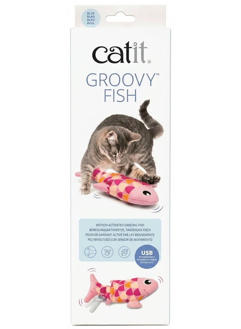 Catit Groovy Fish Interactive Cat Toy With Catnip Blue - Image 1