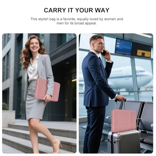 DOMISO Laptop Case Laptop Sleeve Cover Compatible with 14 inch MacBook Pro M4/M3/M2/M1 Pro/Max 2024-2021, Compatible with 13.3 inch HP Dell ASUS Lenovo Notebook, Water-Resistant Bag with Pocket, Pink - Image 4