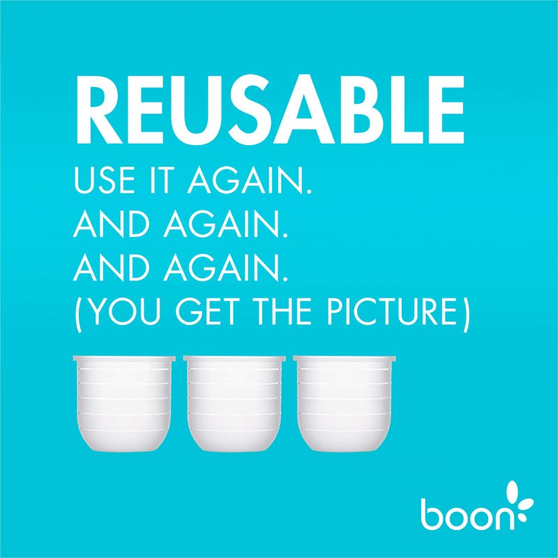 Boon Nursh Reusable Replacement Pouch with Collapsible Silicone Pouch Design - Everyday Baby Essentials - Stage 1 Slow Flow Bottles - Gray - 4 Oz - Image 3