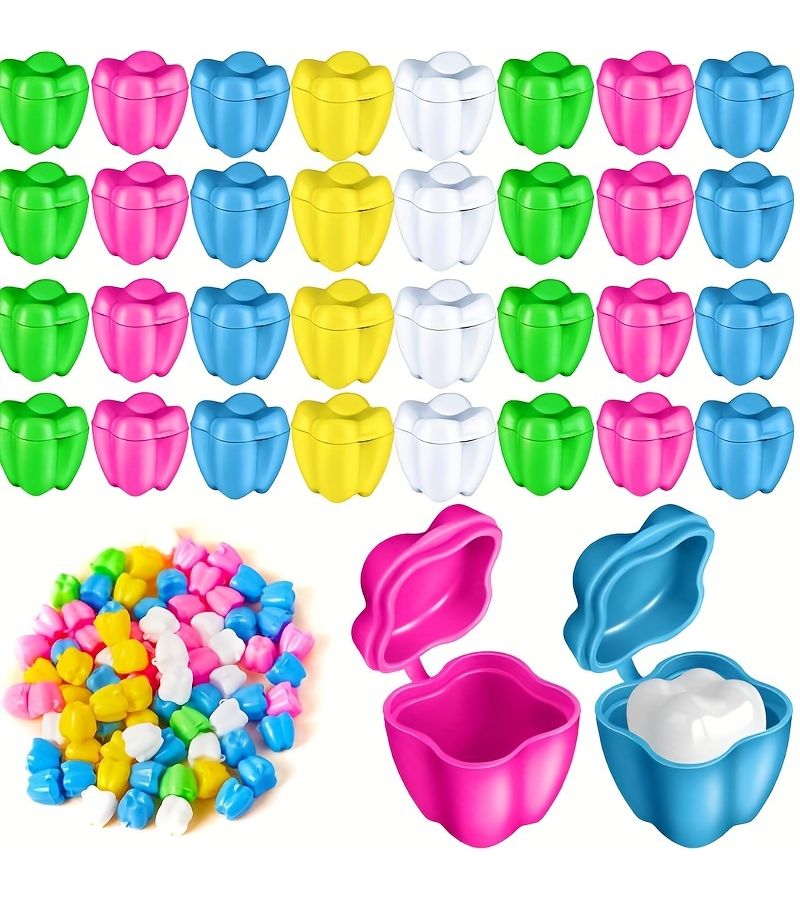 Colorful Plastic Tooth Saver Containers for Youngsters 150pcs Ideal for Keepsakes Goodie Bags Party Favors Dentist Office Rewards Gift for New Year Valentine Day Boys Girls - Image 1