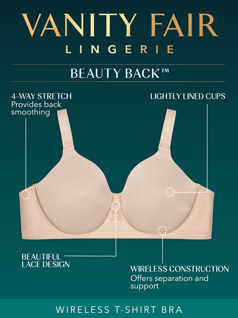 Vanity Fair womens Full Figure Beauty Back Smoothing Bra, Wirefree - Black, 38D US - Image 4