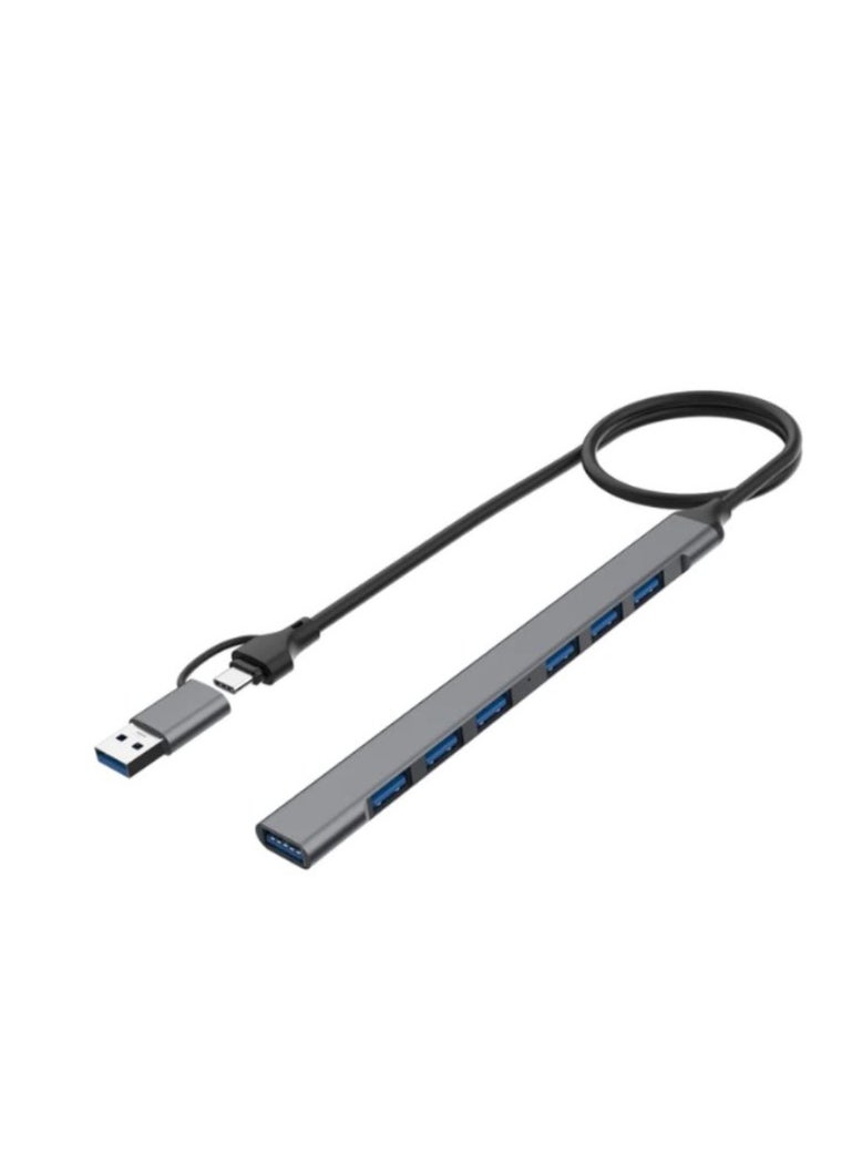onten OTN-UCA9702 USB C + USB 3.0 to 7 USB Ports for MacBook Pro, iMac 2021, USB Splitter Aluminum Alloy  - Image 1