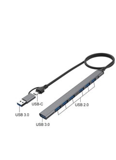 أونتن USB C + USB 3.0 إلى 7 منافذ USB لأجهزة MacBook Pro وiMac 2021 ومقسم USB من سبائك الألومنيوم  - Image 3