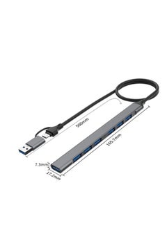 أونتن USB C + USB 3.0 إلى 7 منافذ USB لأجهزة MacBook Pro وiMac 2021 ومقسم USB من سبائك الألومنيوم  - Image 5