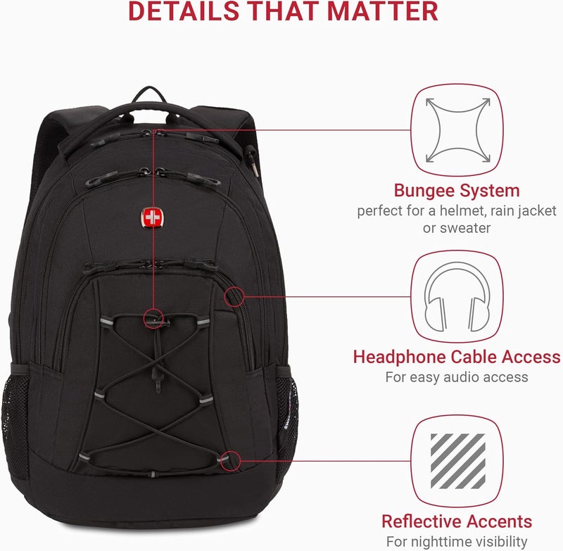 SwissGear 1186 Bungee Backpack Black 17Inch - Image 3