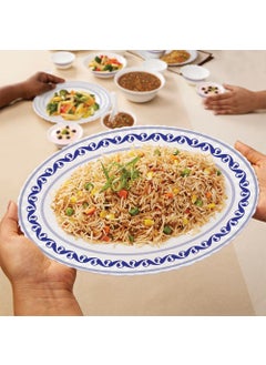 LARAH BY BOROSIL Larah by Borosil Jazzblue Fluted Series Opalware Dinner Set | 23 Pieces for Family of 6 | Microwave & Dishwasher Safe | Bone-Ash Free | Crockery Set for Dining & Gifting | Plates & Bowls | White  - Image 5