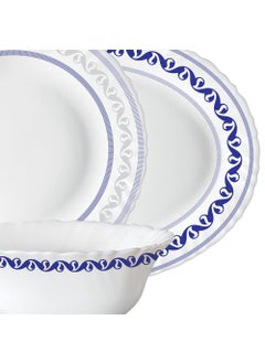 LARAH BY BOROSIL Larah by Borosil Jazzblue Fluted Series Opalware Dinner Set | 23 Pieces for Family of 6 | Microwave & Dishwasher Safe | Bone-Ash Free | Crockery Set for Dining & Gifting | Plates & Bowls | White  - Image 3