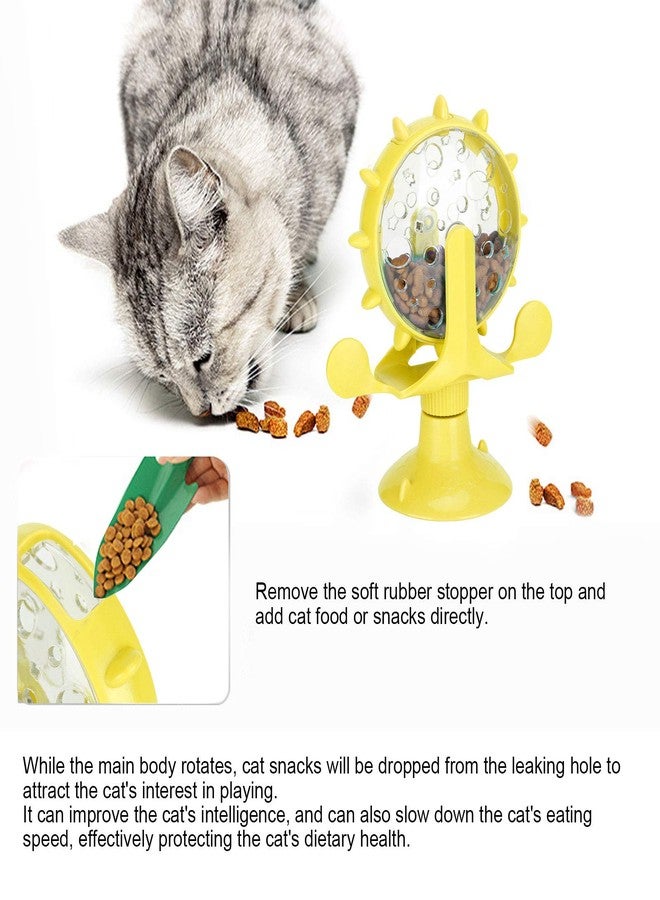VINGVO Cat Treat Dispenser Toy, Interactive Cat Feeder 360 Degree Rotating Windmill Leaking Food Toy for Indoor Cats with Suction Cup Cat Camera Treat Dispenser Cat Treat Dispenser Toy - Image 4