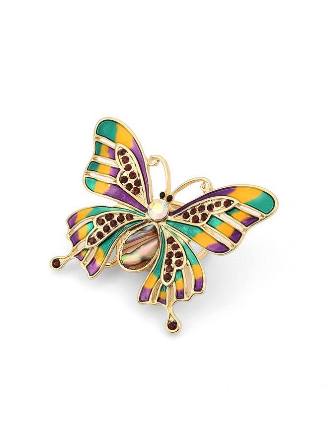 SENFAI Enamel Colorful Butterfly Abalone Shell Crystal Magnetic Eyeglass Holder Brooch And Pin (Rose Gold Magnet Brooch) - Image 5