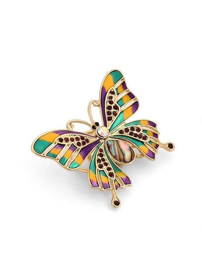 SENFAI Enamel Colorful Butterfly Abalone Shell Crystal Magnetic Eyeglass Holder Brooch And Pin (Rose Gold Magnet Brooch) - Image 2