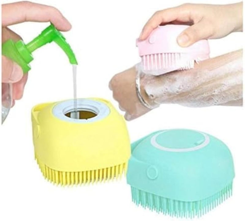 Silicone Bath Brush with Soap Dispenser, Reusable Silicone Body Bath Brush, Shower Brush for Shower, Soft Bristles Massage Brush with Soap Dispenser for Fatigue, Multicolor