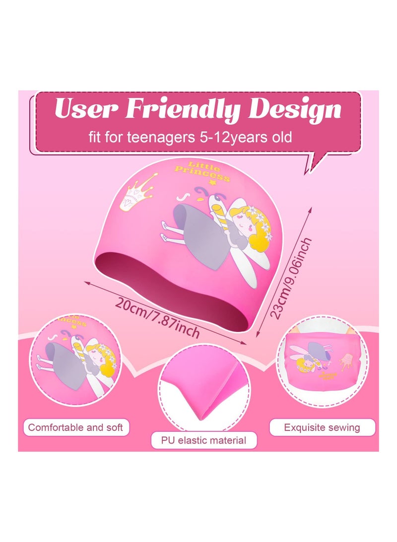 Y&D 2 Pcs Kids Swimming Cap Silicone Waterproof Swim Comfortable Hat for Long and Short Hair Age 5-14 Children Boys Girls Bathing Accessories - Image 3