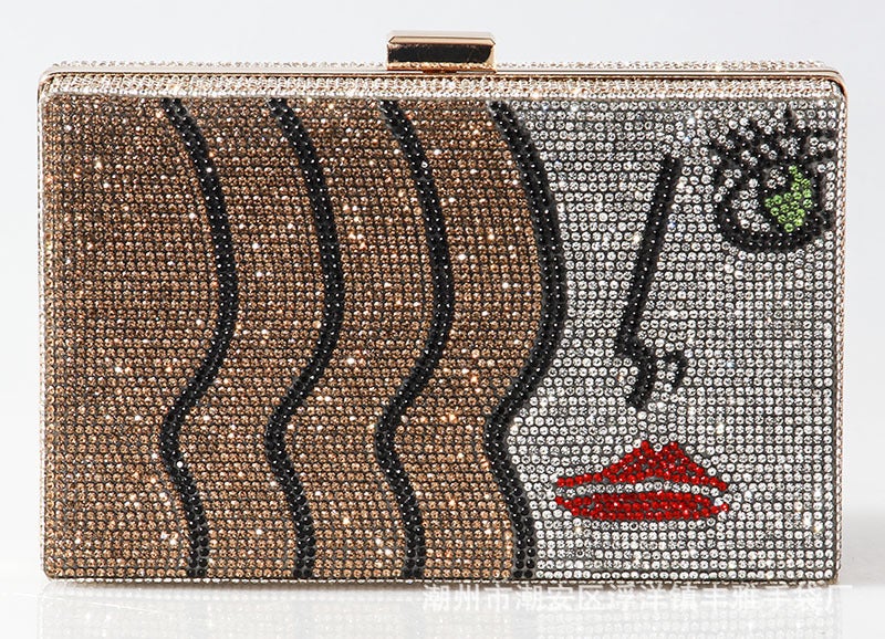 New Spot Fashion Full Diamond Sea Women'S Evening Bag With Diamond Hand Small Square Bag - Image 1