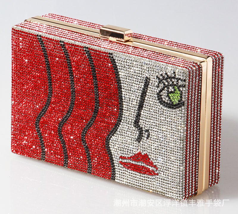New Spot Fashion Full Diamond Sea Women'S Evening Bag With Diamond Hand Small Square Bag - Image 2