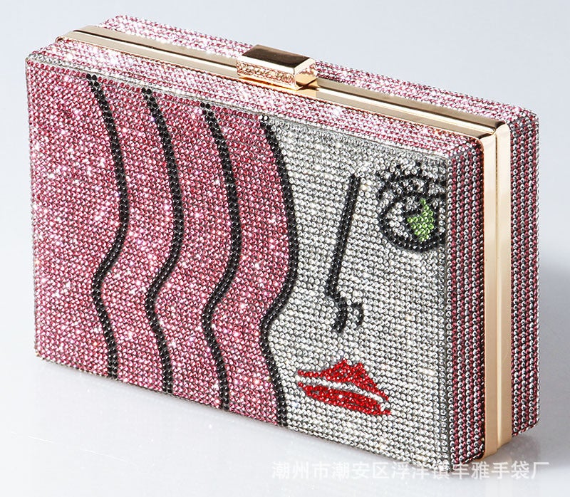 New Spot Fashion Full Diamond Sea Women'S Evening Bag With Diamond Hand Small Square Bag - Image 3