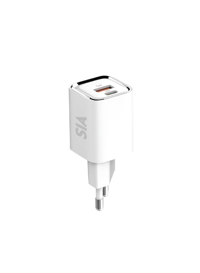 سيا شاحن حائط  25W PD/QC3.0 بمنفذين - أبيض - Image 1