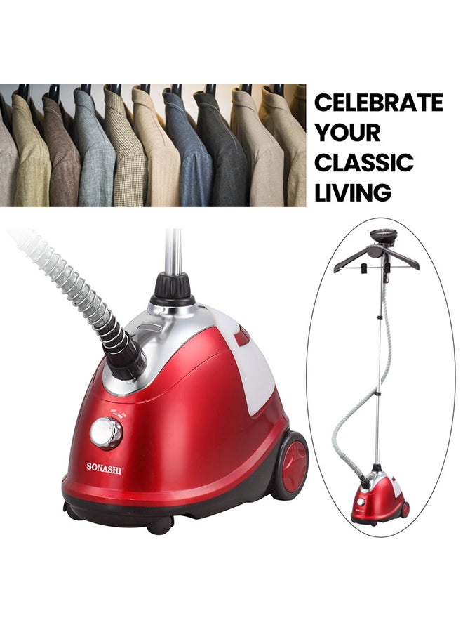 SONASHI 1.8L Garment Steamer |1800 W | Suit Hanging & Supporting Pole| Wrinkle Free |Anti-Slip Foot Wheel with Leak Proof Valve | SGS-311 Red/Black/Silver 1.8 L 1800 W SGS-311 Red/Black/Silver - Image 3