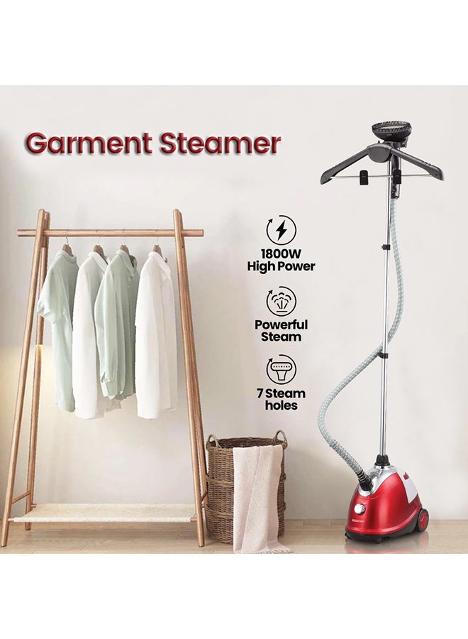 SONASHI 1.8L Garment Steamer |1800 W | Suit Hanging & Supporting Pole| Wrinkle Free |Anti-Slip Foot Wheel with Leak Proof Valve | SGS-311 Red/Black/Silver 1.8 L 1800 W SGS-311 Red/Black/Silver - Image 2