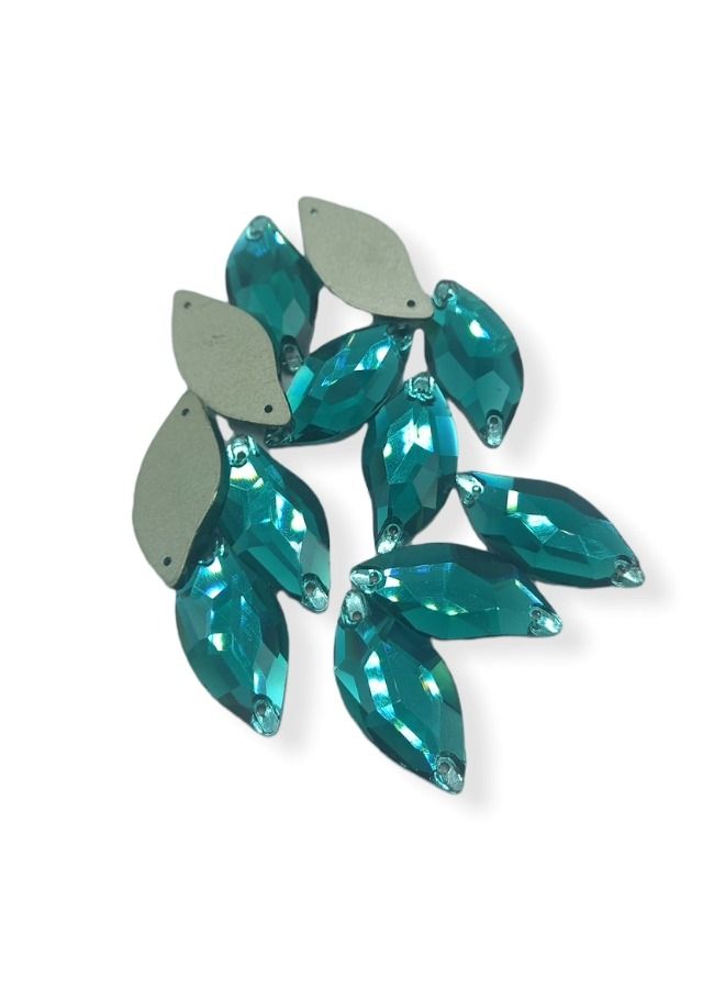 12-Piece Flat Back Sew on Eye Shaped Fancy Glass Crystal Sewing for Clothing Dress Decorations 15X30 Millimeter  - Image 2