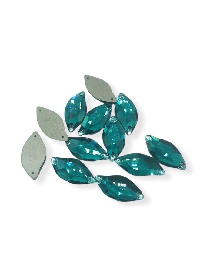 12-Piece Flat Back Sew on Eye Shaped Fancy Glass Crystal Sewing for Clothing Dress Decorations 15X30 Millimeter  - Image 1