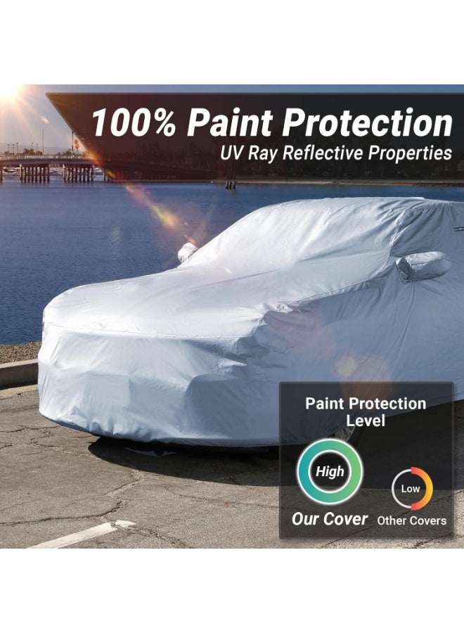 غطاء سيارة متعدد الطبقات مقاوم للماء مع باب بسحاب - حماية من الأشعة فوق البنفسجية والرياح والرمال والأمطار، غطاء أمان للسيارة في جميع الأحوال الجوية - Image 4