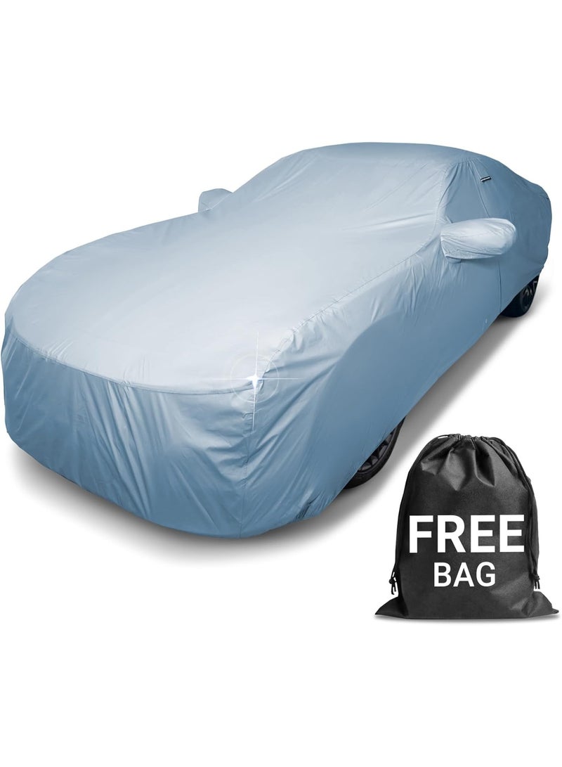 غطاء سيارة متعدد الطبقات مقاوم للماء مع باب بسحاب - حماية من الأشعة فوق البنفسجية والرياح والرمال والأمطار، غطاء أمان للسيارة في جميع الأحوال الجوية - Image 1