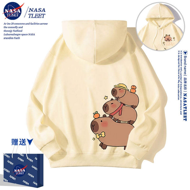 Nasa Co-Brand New Cartoon Cute Kappibala Casual Top All-Match Hooded Pullover Sweatshirt Trendy - Image 4